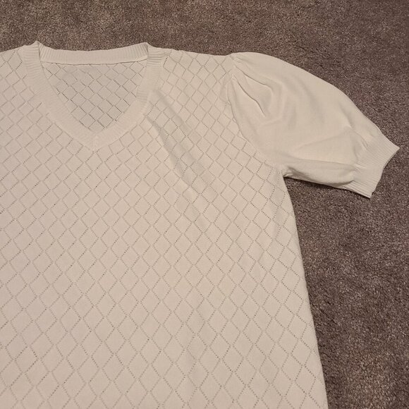 🔥3/$42 w FREE SHIPPING🔥 NWOT White short sleeve see through - Picture 4 of 4